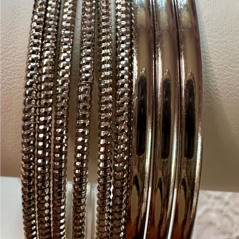 Lane Bryant Silver Textured and Smooth Bracelet Set